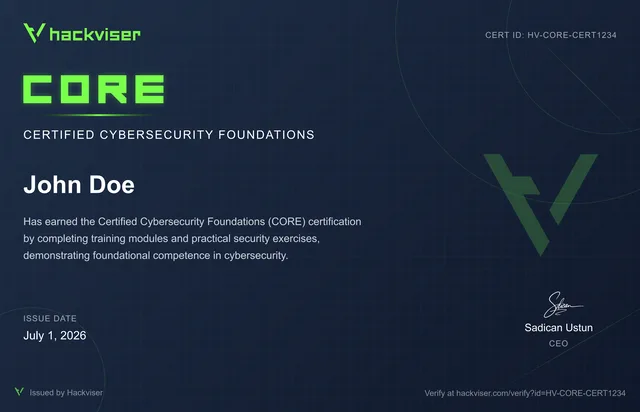 CORE Certificate Preview